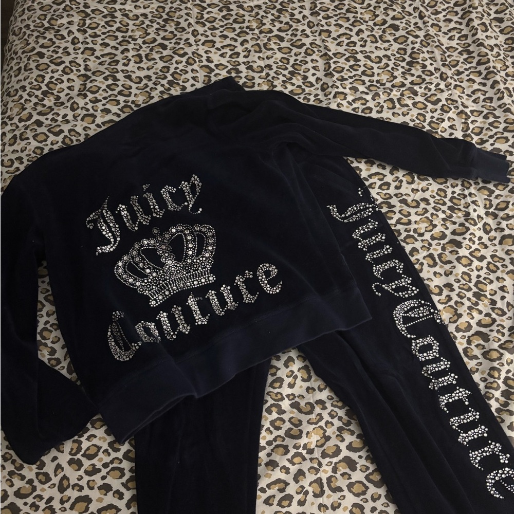 Juicy Couture Black Velour Tracksuit with Rhinestones